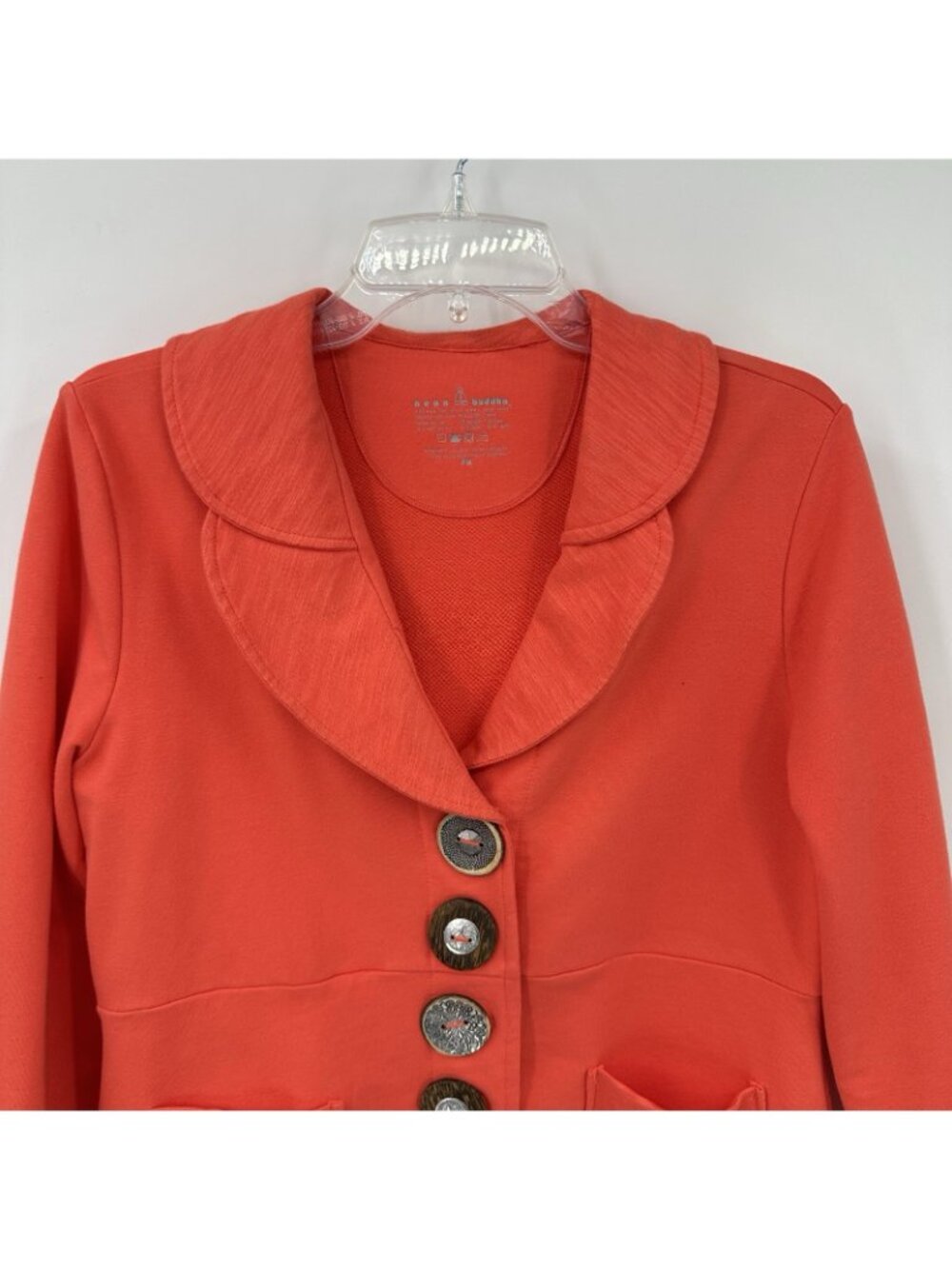 NEON BUDDHA jacket blazer orange PM petite lagenlook art teacher artsy organic - Picture 3 of 8